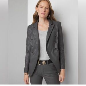 White House Black Market Grey Coated Denim Blazer